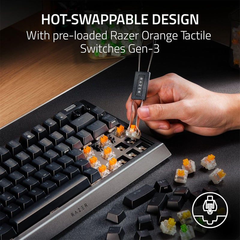 Razer BlackWidow v4 Pro 75% Hot-Swappable Mechanical Gaming Keyboard - Razer Orange Tactile Switch
