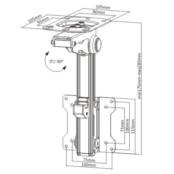 Brateck Lumi LCD-CM211 13-27" Folding LCD Ceiling/ Under Cabinet Mount. Max Load:20kg. Max Vesa: 100x100