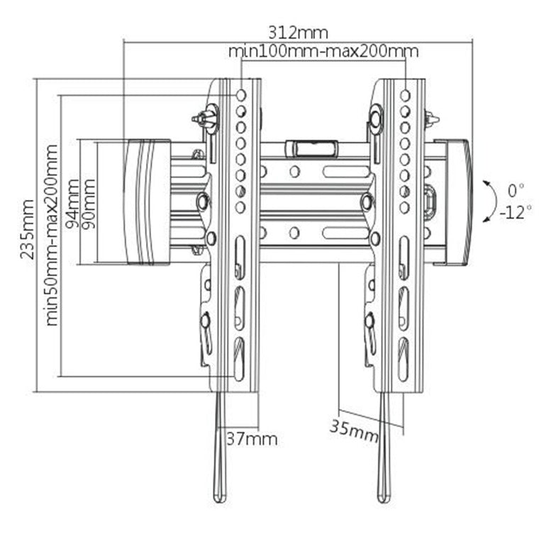 Brateck Lumi LP45-22T 23-42" Tilt Wall Bracket Tilt 0 12deg, Bubble Level, TV to wall 35mm,20kg Max For most 23''-42" LED, LCD flat panel TVs