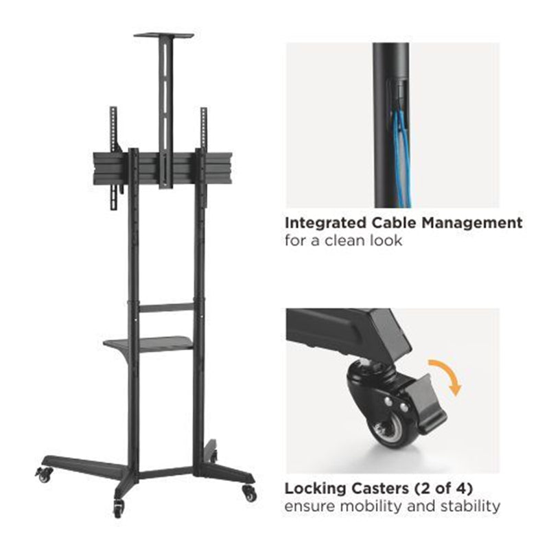 LUMI T1040T Versatile & Compact Steel TV Cart For most 37''-70'' TVs up to 50kg/110lbs