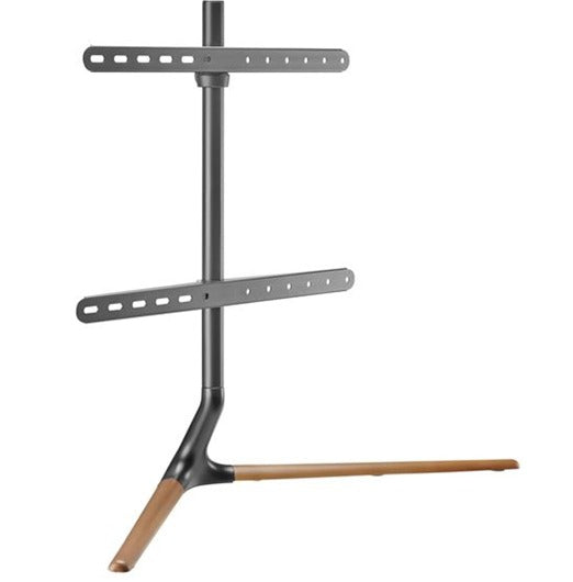 Brateck FS34-46F-02.BLK 49-70" Stylish Tabletop TV Stand withV-shapped Base Includes Anti-slip Rubber Pads. Weight Capacity Up to 40Kgs. Easy Snap Lock Assembly. Bulit-in Cable Management. Matte Black & Wood Base