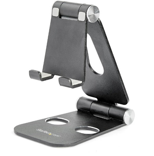 StarTech USPTLSTNDB Phone and Tablet Stand - Foldable Universal Mobile Device Holder for Smartphones & Tablets - Adjustable Multi-Angle Ergonomic Cell Phone Stand for Desk - Portable - Black