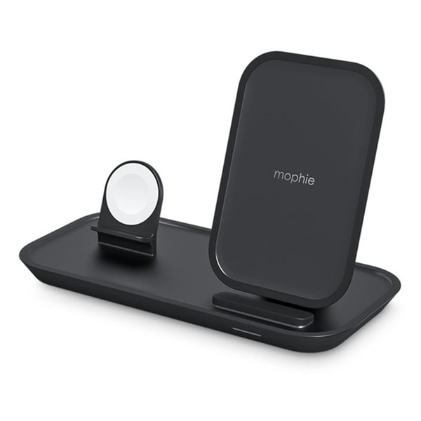 Mophie 2-in-1 Wireless Premium Charging Stand - Black, Made for iPhone, Apple Watch, Compatible with iPhone 8 or newer model