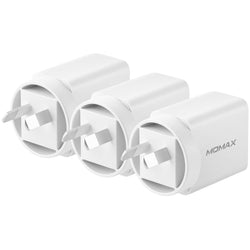 Momax 20W USB-C iPhone PD 3 Pack - Up to 20W PD Fast Charging for Wall Charger Apple iPhone 15/14/13/12/11/XS/8 Series Dual Output (USB-C PD & USB-A), 20W (Max) Fast Charging, Safe & Reliable