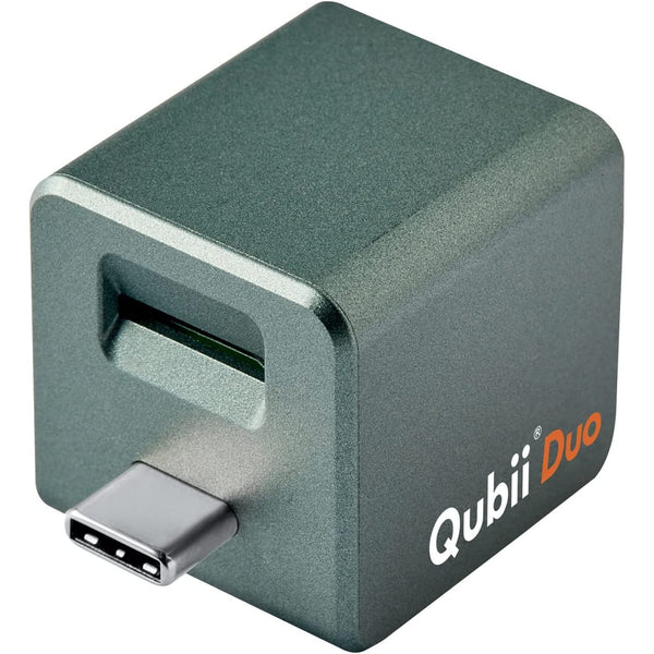 Maktar Qubii DUO USB C Auto Backup While Charging, MFi Certified, Mid-night Green, for iOS and Android - MicroSD card Required for Back up