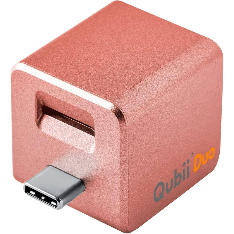 Maktar Qubii DUO USB C Auto Backup While Charging, MFi Certified, Rose Gold, for iOS and Android - MicroSD card Required for Back up