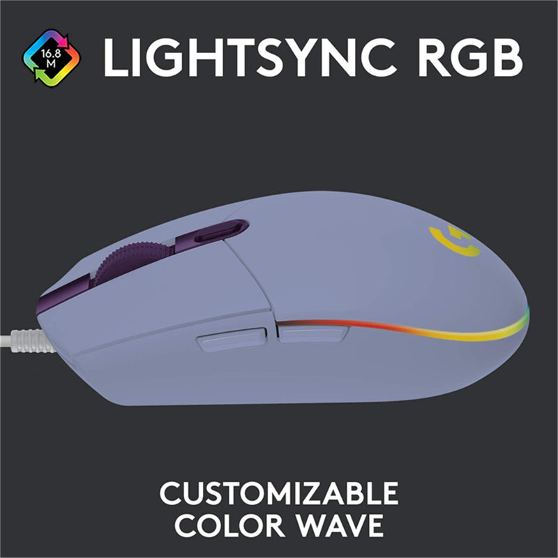 Logitech G203 LIGHTSYNC RGB Wired Gaming Mouse - Lilac