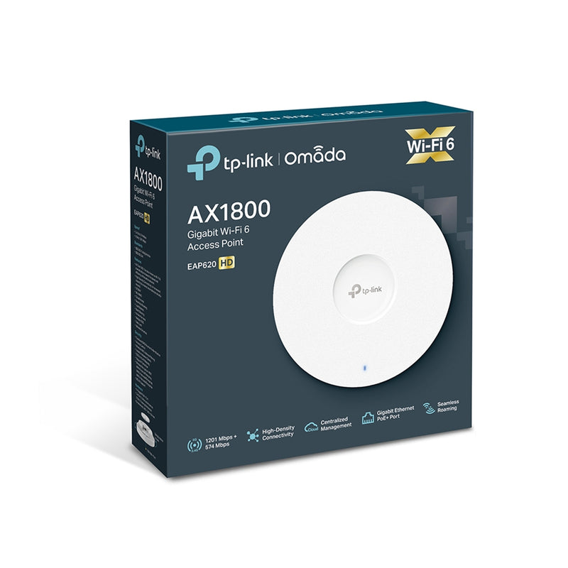 TP-Link Omada EAP620HD Dual-Band AX1800 Wi-Fi 6 Access Point, 802.3at PoE+ 13.5W (Power Adapter & Ceiling/Wall mounting kit included)