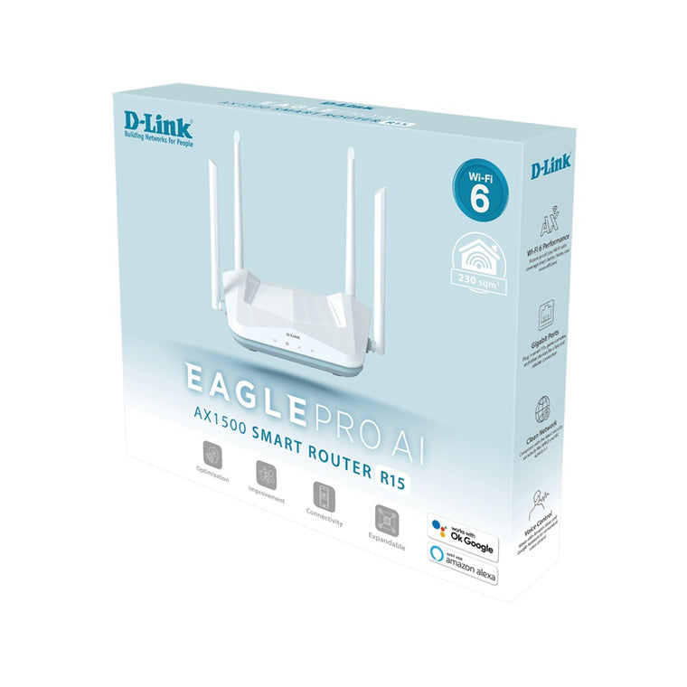 D-Link EAGLE PRO AI R15 (AX1500) WiFi 6 Smart Mesh Router