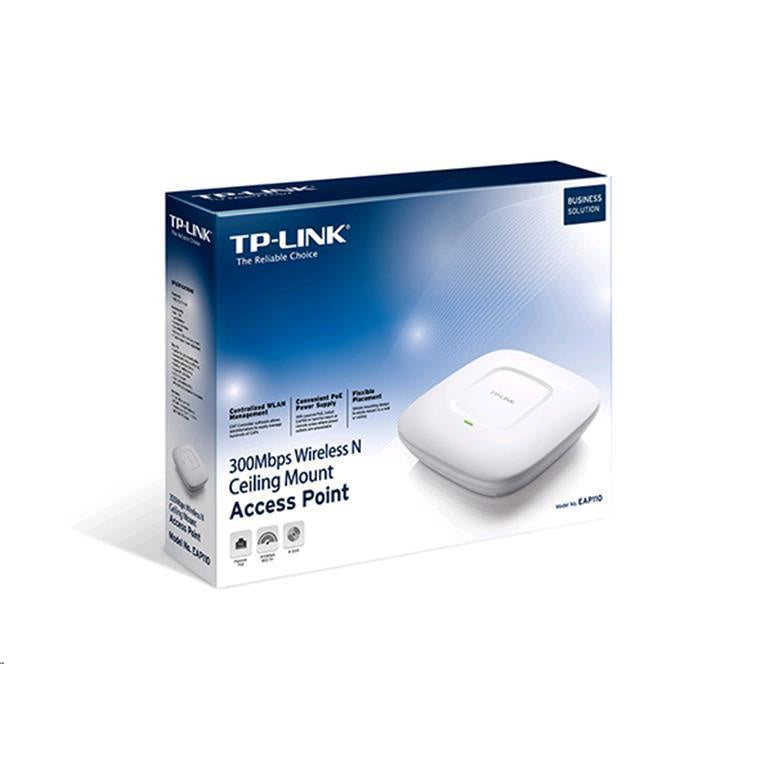 TP-Link Omada EAP110 N300 Wi-Fi Access Point, 1 x LAN, Passive PoE 2.8W, (PoE Adapter, Ceiling/Wall Mounting Kit Included)