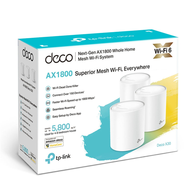 TP-Link Deco X20 (AX1800) Dual-Band WiFi 6 Whole-Home Mesh System - 3 Pack