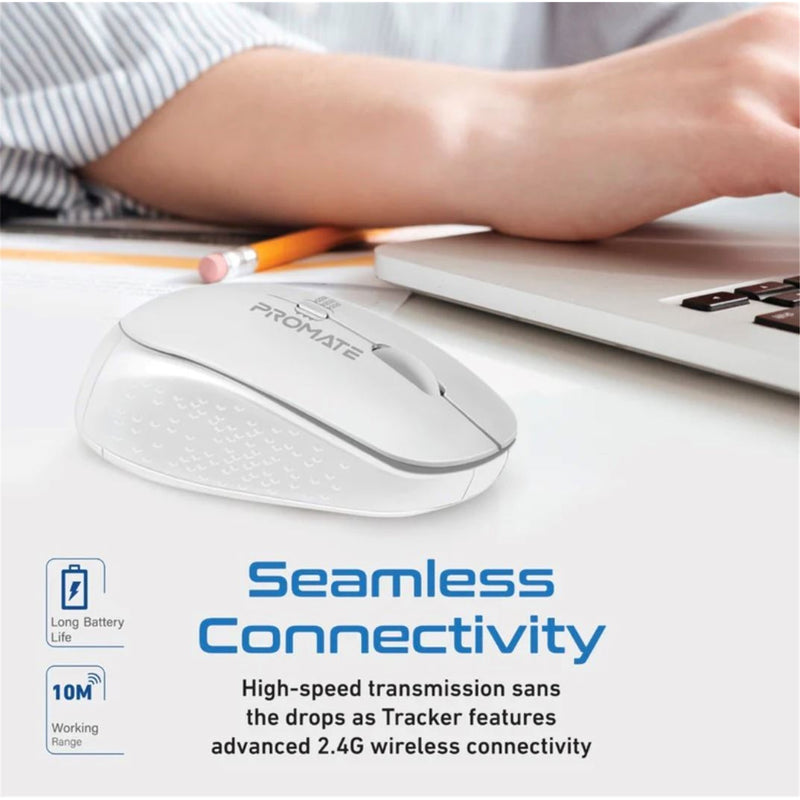 Promate TRACKER.WH Ergonomic Wireless Mouse 800/1200/1600 Dpi. 10m Working Range. Included