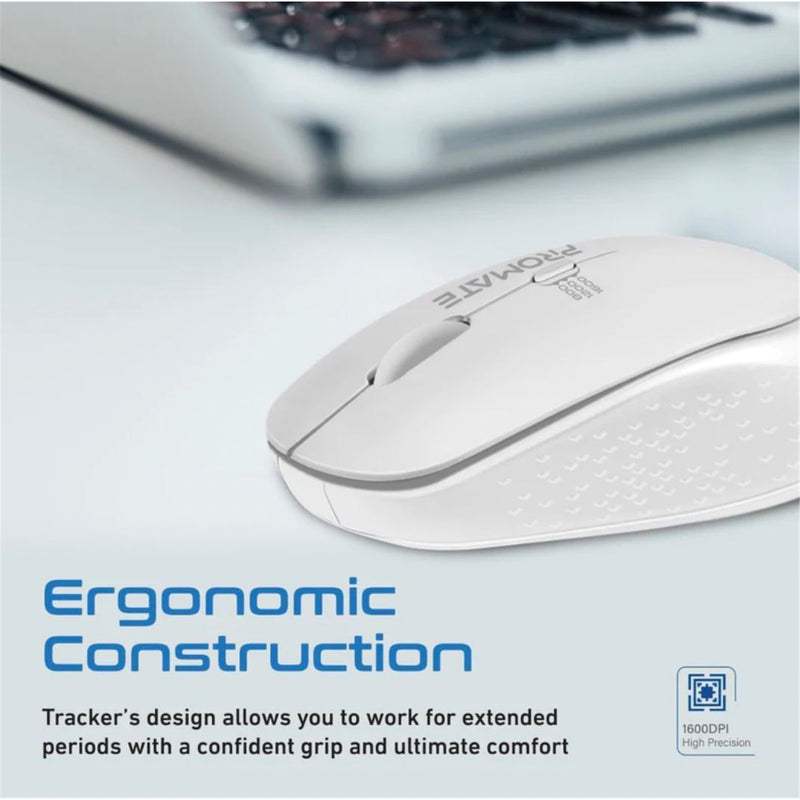 Promate TRACKER.WH Ergonomic Wireless Mouse 800/1200/1600 Dpi. 10m Working Range. Included