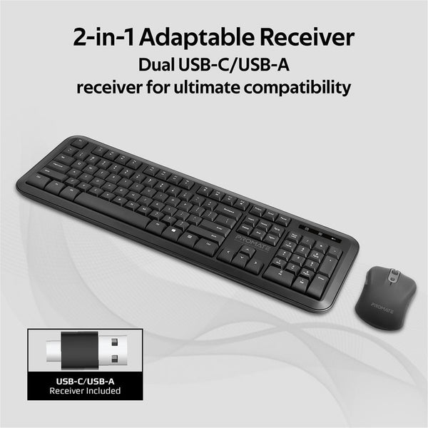 Promate Full Size Wireless Keyboard & Mouse Combo