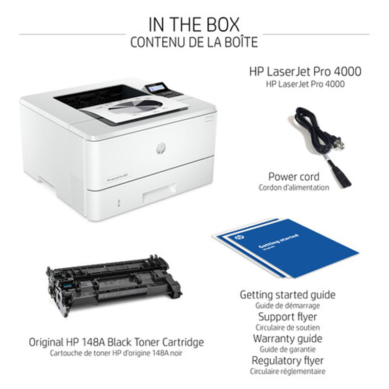 HP LaserJet Pro 4001DW Mono Laser Wireless Printer Duplex Print