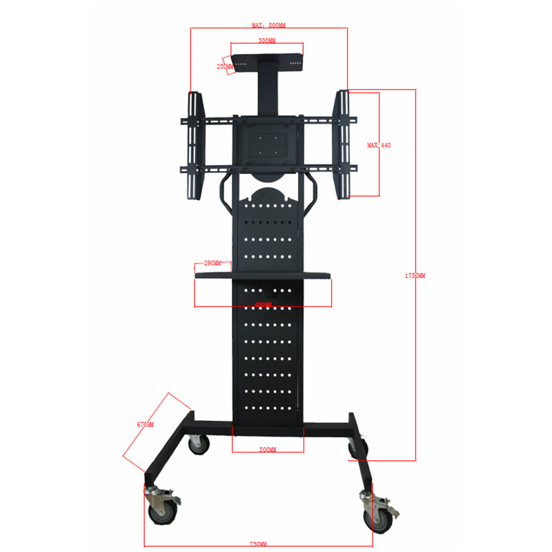 32-80" TV Cart - Hold up To 80 KG Video Conference Mobile Trolley Stand System - 3 Years Warranty