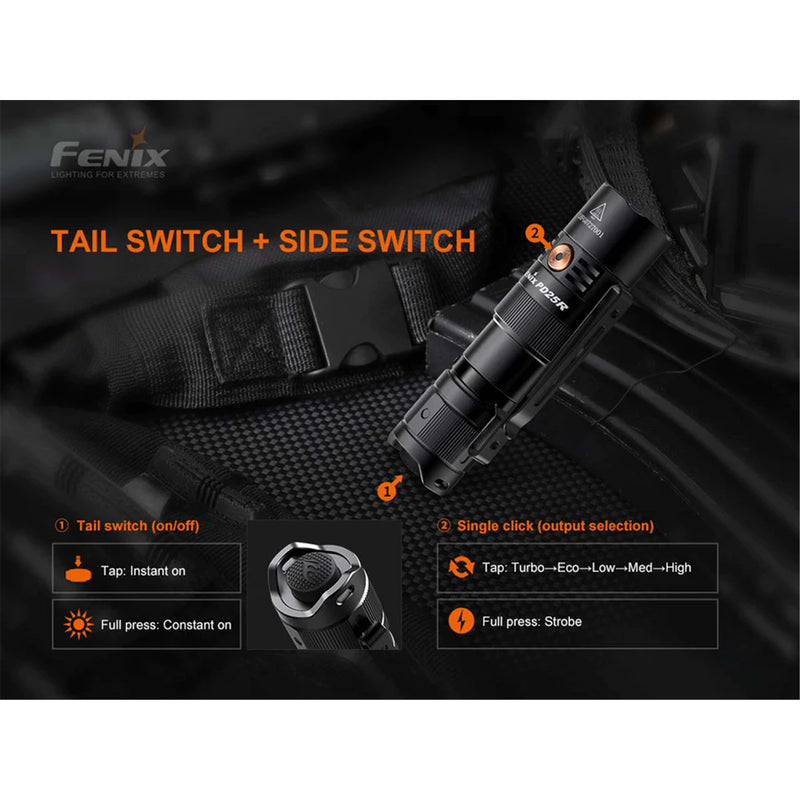 Fenix Outdoor & EDC PD25R Rechargeable Flashlight Max 800 Lumens, Head: 0.94" (24mm), Powered by 1 x 16340 700mAh Li-ion Battery (Included), Build-In USB-C Charging Port, USB Charging Cable is Included. 5 Years Free Repair Warranty (Battery