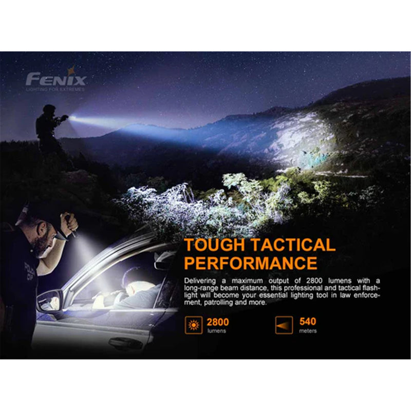 Fenix Tactical Flashlights TK22 TAC Rechargeable LED Torch Max 2,800 Lumens, Head: 1.57" (40mm), Military and Duty Design, Powered by 1 x21700 5000mAH Li-ion Battery, Build-in USB-C Charging Port, Tactical Tail Switch, 5 Years Free Repair W