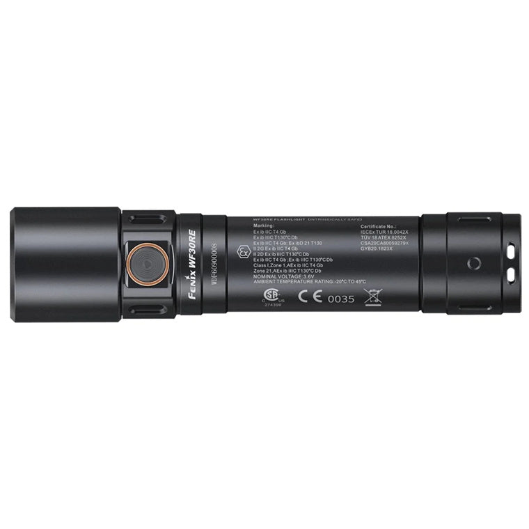 Fenix Explosion-Proof WF30RE Intrinsically Safe Flashlight Max 280 Lumens. Black, Cerfified by IECEx, ATEX, SGS and NEPSI, Power by 1x Explosion Resistant Rechargeable Li-ion Battery (Included). Comes with Charging Adapter and Charging Prot