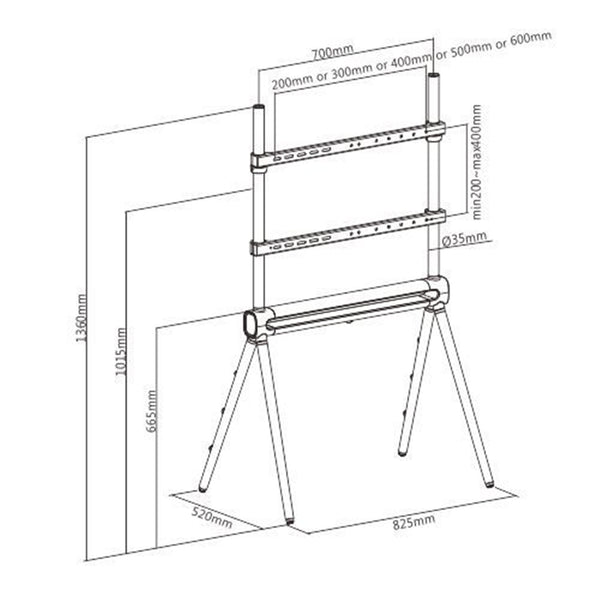 KONIC 49"-70" Scandinavian Easel Studio TV Floor Stand with RGB Light - Weight Capacity 40kg