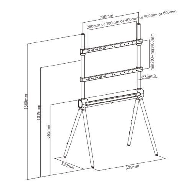 KONIC 49"-70" Scandinavian Easel Studio TV Floor Stand with RGB Light - Weight Capacity 40kg