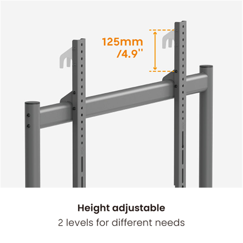 KONIC 50"-86" Heavy-Duty Mobile TV Cart Trolley - Weight Up to 120kg - Storage Shelf - 75mm Large Casters , Max 800X600mm VESA