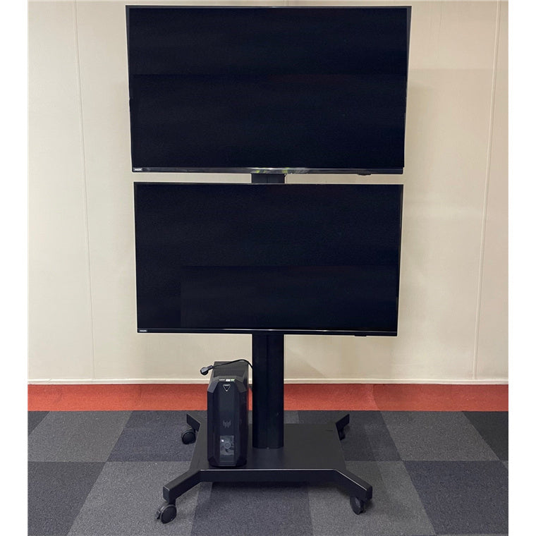 Koford AVE200B 30"-60" Dual Display - Black - Load Capacity 100kgs - VESA TV Screens Mobile Cart 800x400mm 2 Different models Digital Signage Wall Mobile cart