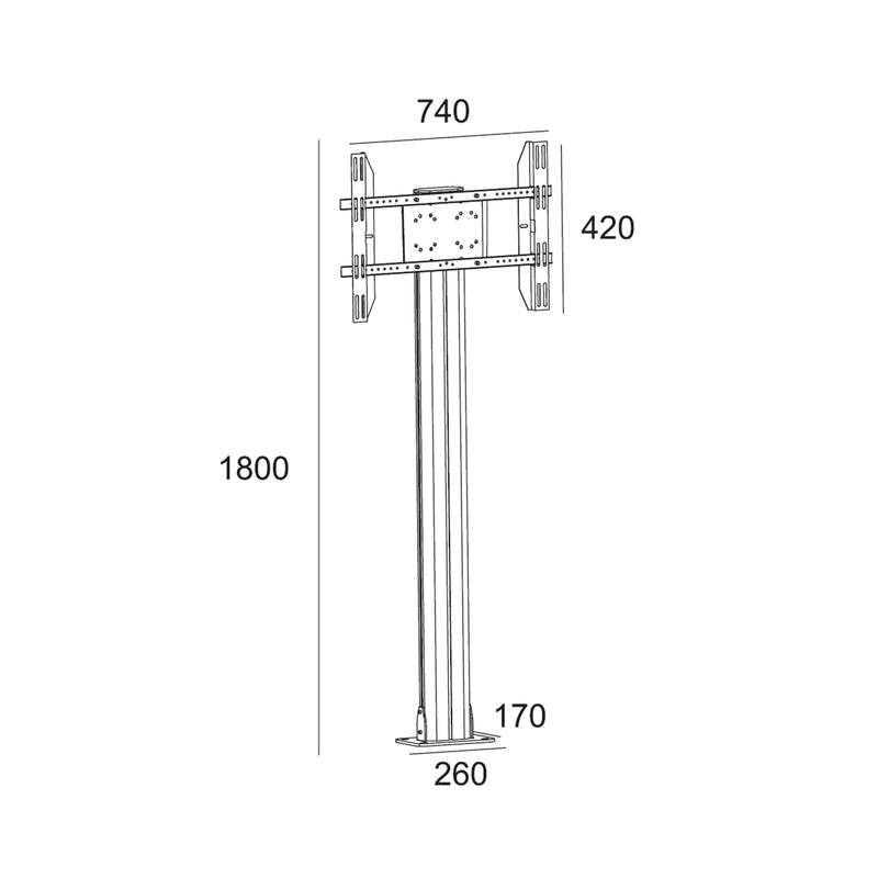 Koford 30"-60" TV Fixed Floor Mount Stand For Digital Signage Display - Max Load 60kg - VESA 700x400mm - Portait & Landscape Display Installation - Height Adjustable with Max Height 1.8m - Cable Management - Black