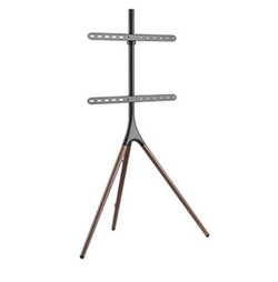 Brateck Lumi FS12-46F Artistic Easel Studio 45-65" TV Floor Stand - Includes Anti-slip Rubber Pads Weight Cap up to 32Kgs - Built-in Cable Management - Matte Black & Walnut Colour