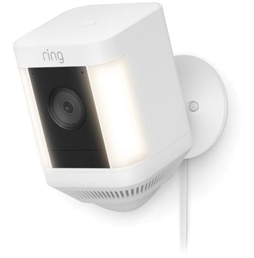 RING Spotlight Cam Plus Plug-In - White, 1080p, 2.4GHz Wi-Fi, Built-In Siren