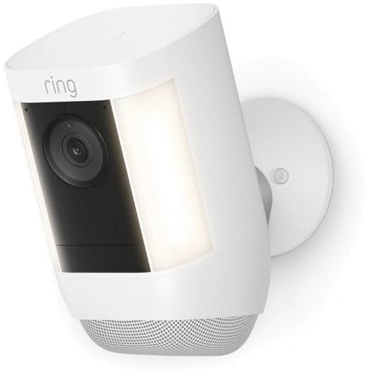 RING Spotlight Cam Pro Battery - White, 1080p HDR, 2.4/5GHz Wi-Fi, Built-In Siren, +3D Motion Detection, Bird's Eye View