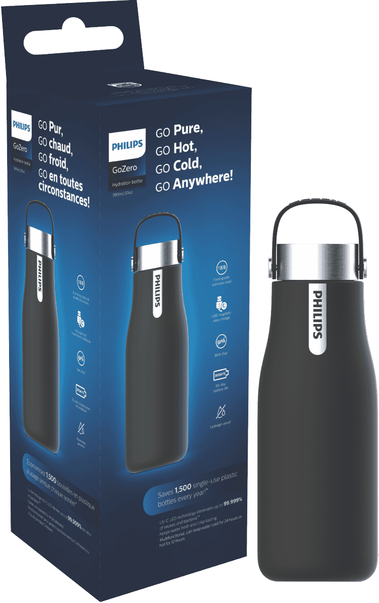 Philips Go Zero Smart UV Bottle Black 590ml