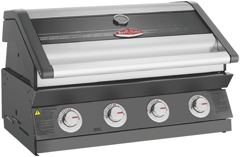 BeefEater 1600 Series Dark 4 Burner Built In BBQ w/ Cast Iron Burners & Grills - Body Only