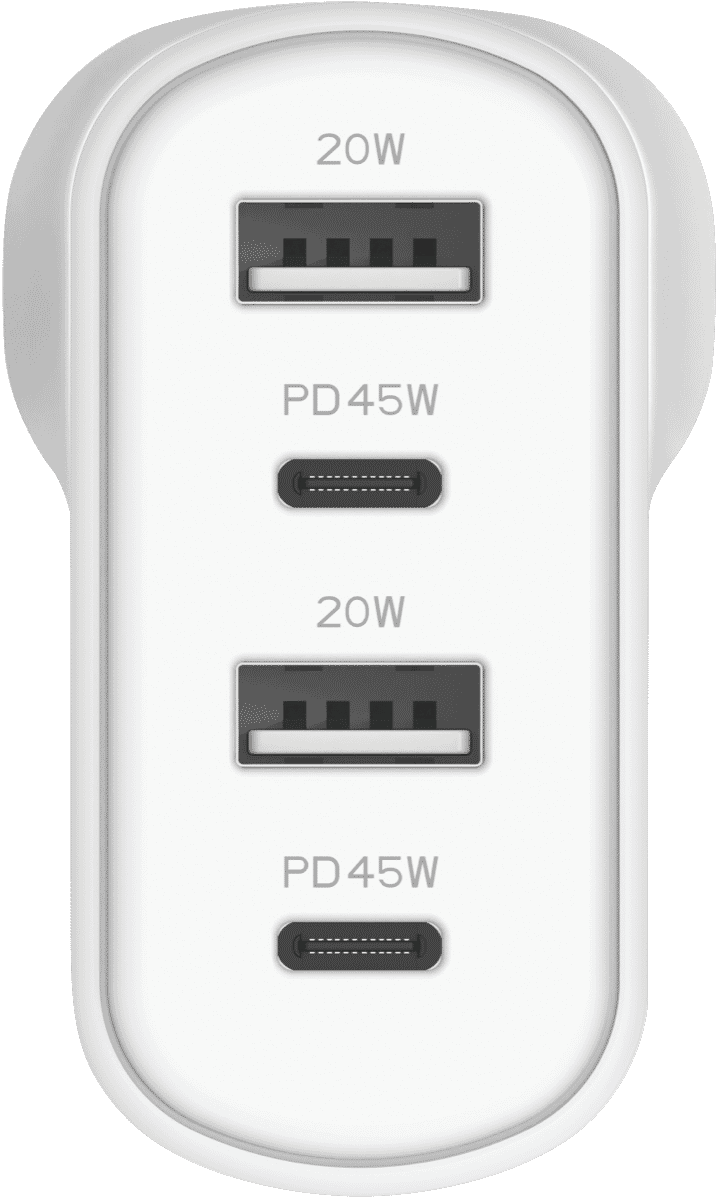 Cygnett PowerPlus 4 Port 45w PD Wall Charger - White