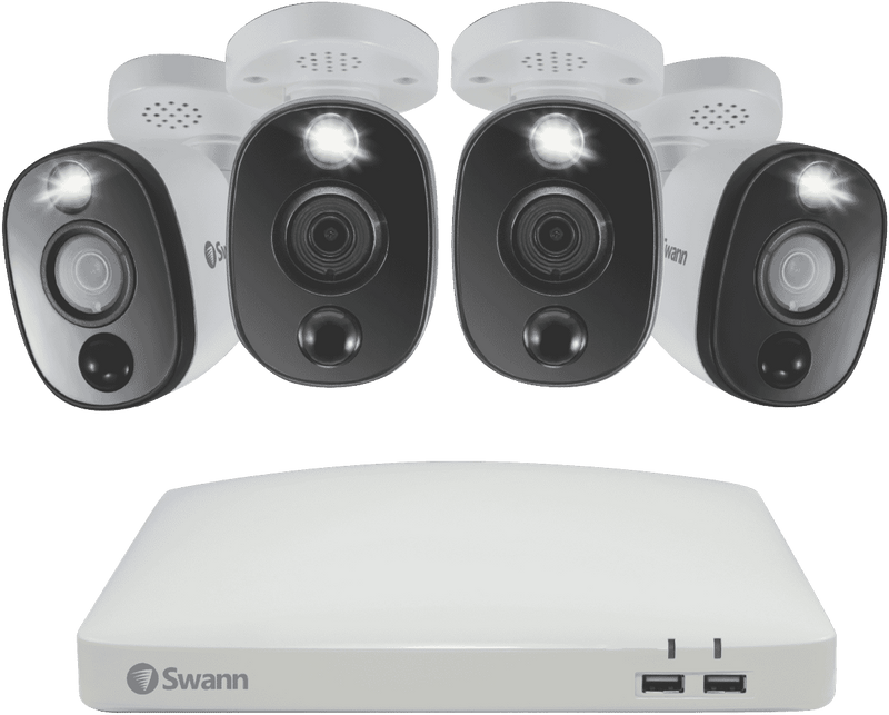 Swann 4K 4 Camera 1TB DVR Security System with Warning Light