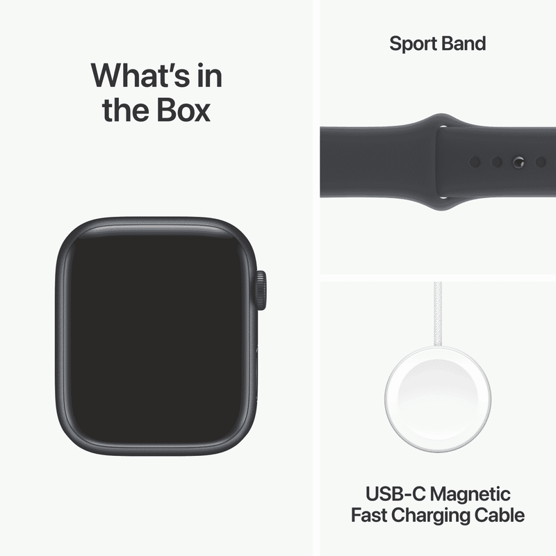 Apple Watch Series 9 GPS 45mm Midnight Aluminium Case with Midnight Sport Band - M/L