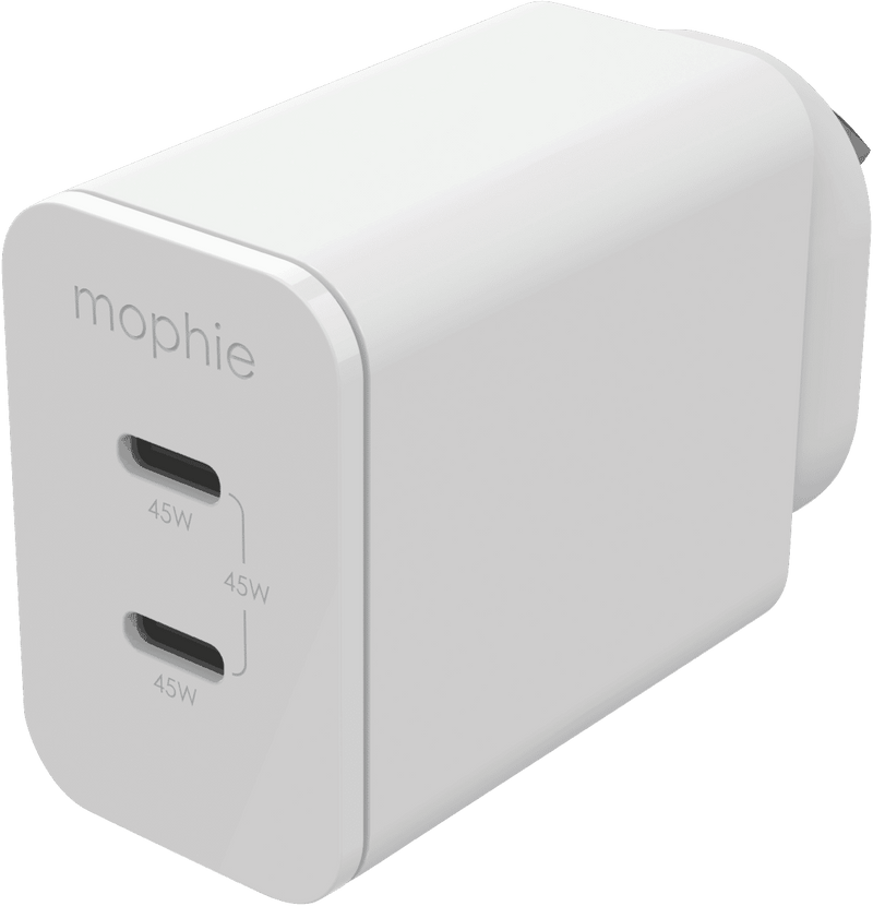 Mophie 45W Dual USB-C GaN Wall Charger PD 2C White