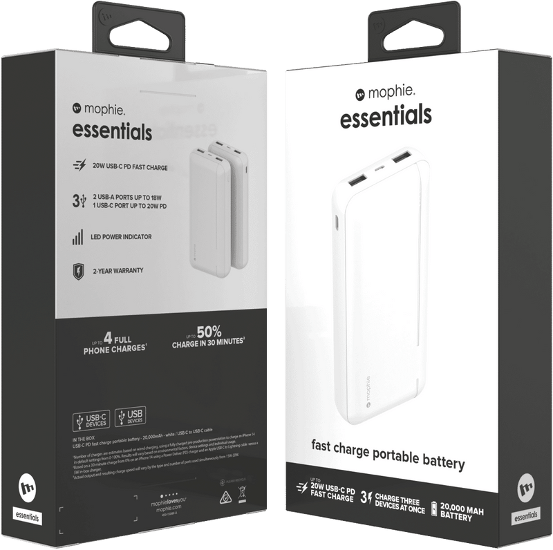 Mophie Essential PowerStation 20K PD 20W-2A1C White