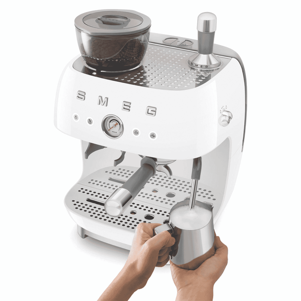 Smeg 50's Style Espresso Machine With Built in Grinder White